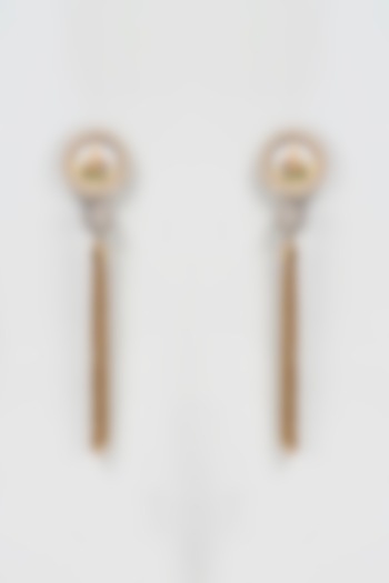 Gold Finish Diamante Dangler Earrings by Shillpa Purii at Pernia's Pop Up Shop