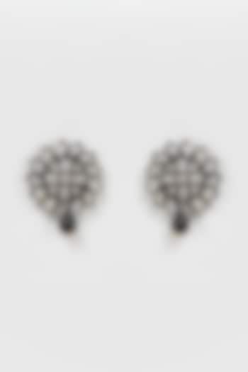 Black Rhodium Finish Black Drop Dangler Earrings by Shillpa Purii