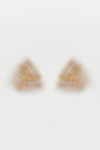 Gold Finish Uncut Stone Stud Earrings by Shillpa Purii at Pernia's Pop Up Shop