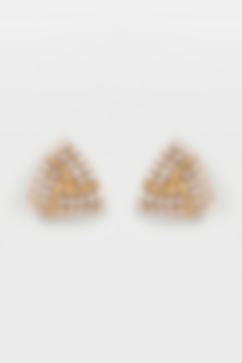 Gold Finish Uncut Stone Stud Earrings by Shillpa Purii