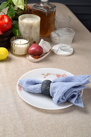 Powder Blue Crepe Napkins (Set of 4) by Solasta