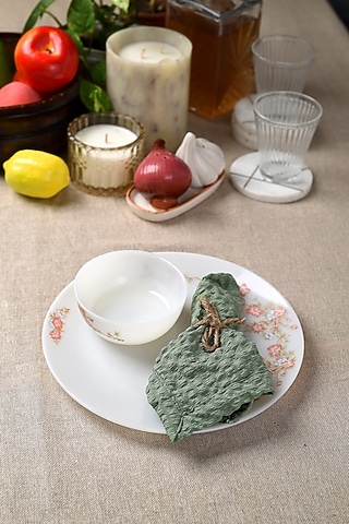Sage Green Crepe Napkins (Set of 4) by Solasta