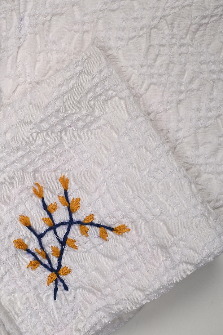 White Cotton Hand Embroidered Napkins (Set of 4) by Solasta at Pernia's Pop Up Shop