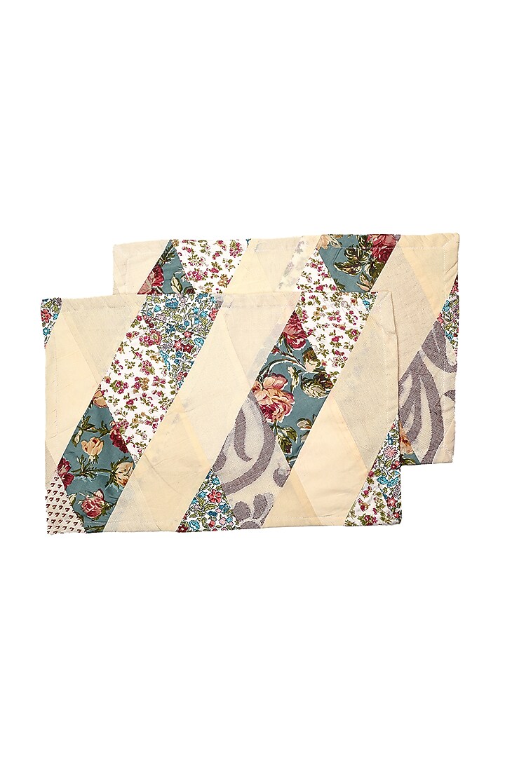 White Cotton Floral Patchwork Placemats (Set of 6) by Solasta at Pernia's Pop Up Shop