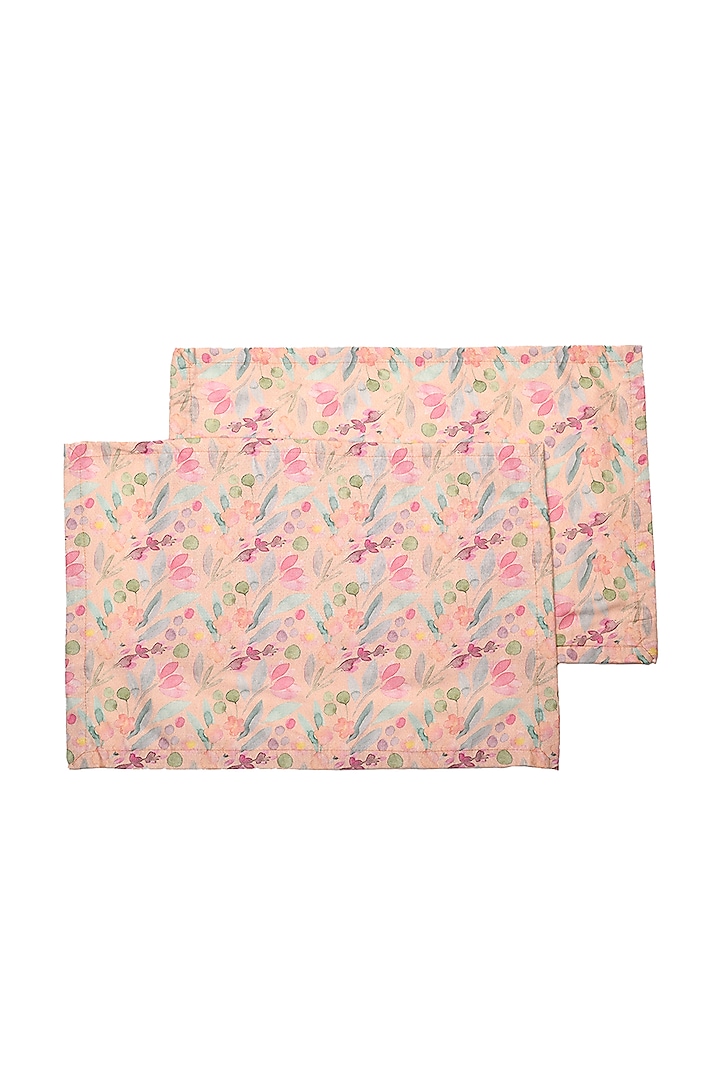 Pink Cotton Floral Placemats (Set of 6) by Solasta at Pernia's Pop Up Shop