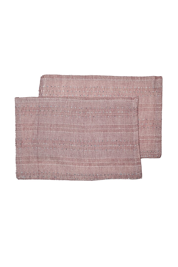 Maroon Cotton Striped Placemats (Set of 6) by Solasta at Pernia's Pop Up Shop