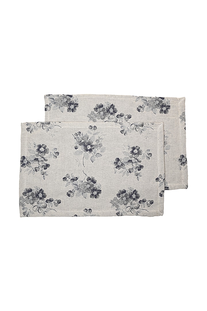 White Cotton Floral Reversible Placemats (Set of 6) by Solasta at Pernia's Pop Up Shop