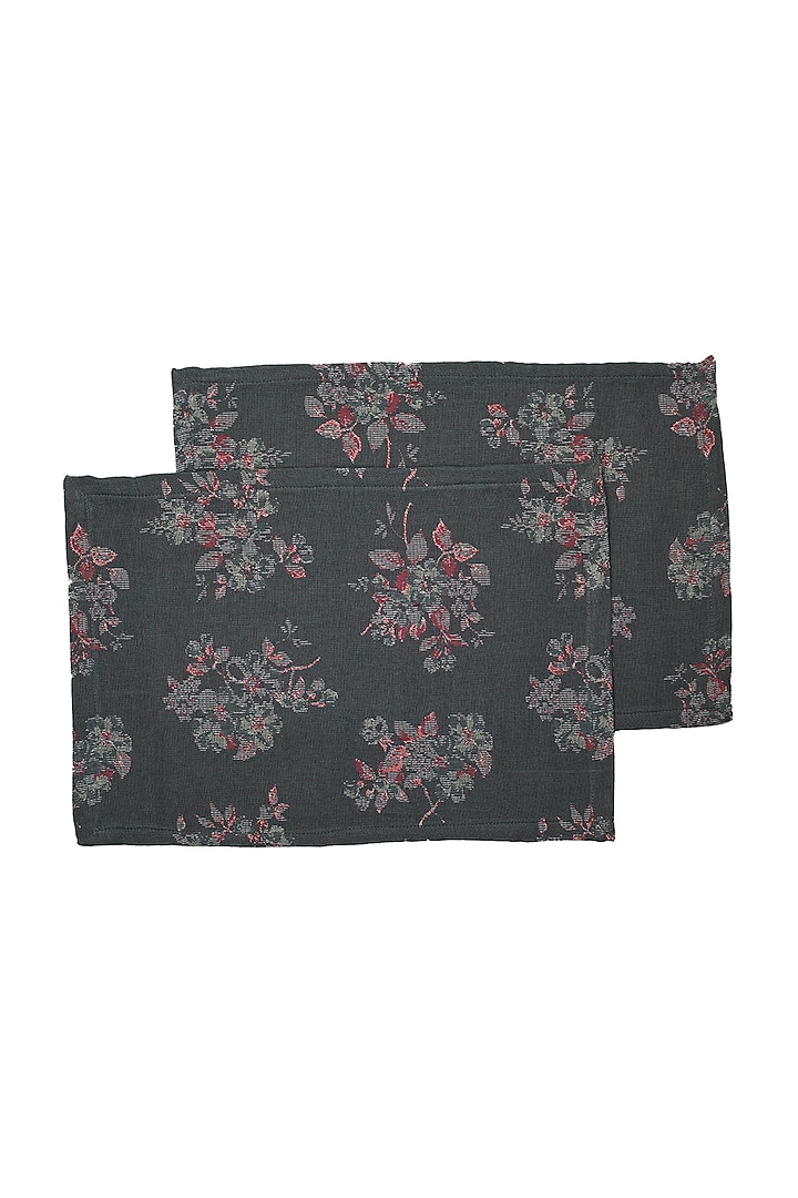 Green Cotton Floral Reversible Placemats (Set of 6) by Solasta at Pernia's Pop Up Shop