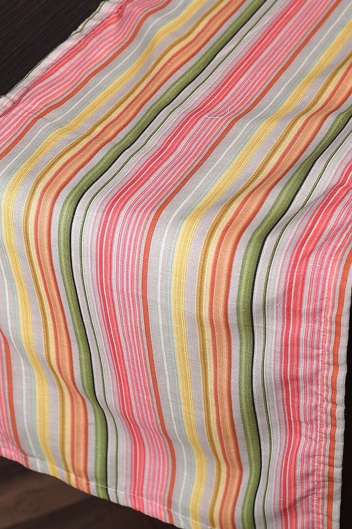 Multi-Colored Cotton Striped Printed Table Runner & Placemats (Set of 7) by Solasta at Pernia's Pop Up Shop