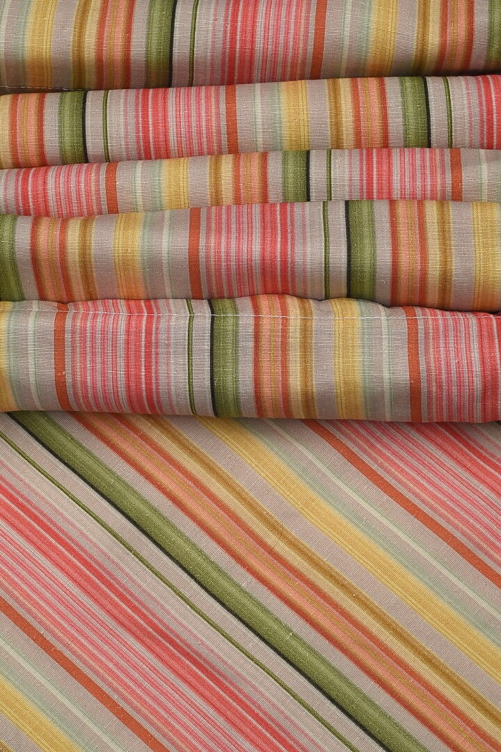 Multi-Colored Cotton Striped Printed Table Runner & Placemats (Set of 7) by Solasta at Pernia's Pop Up Shop