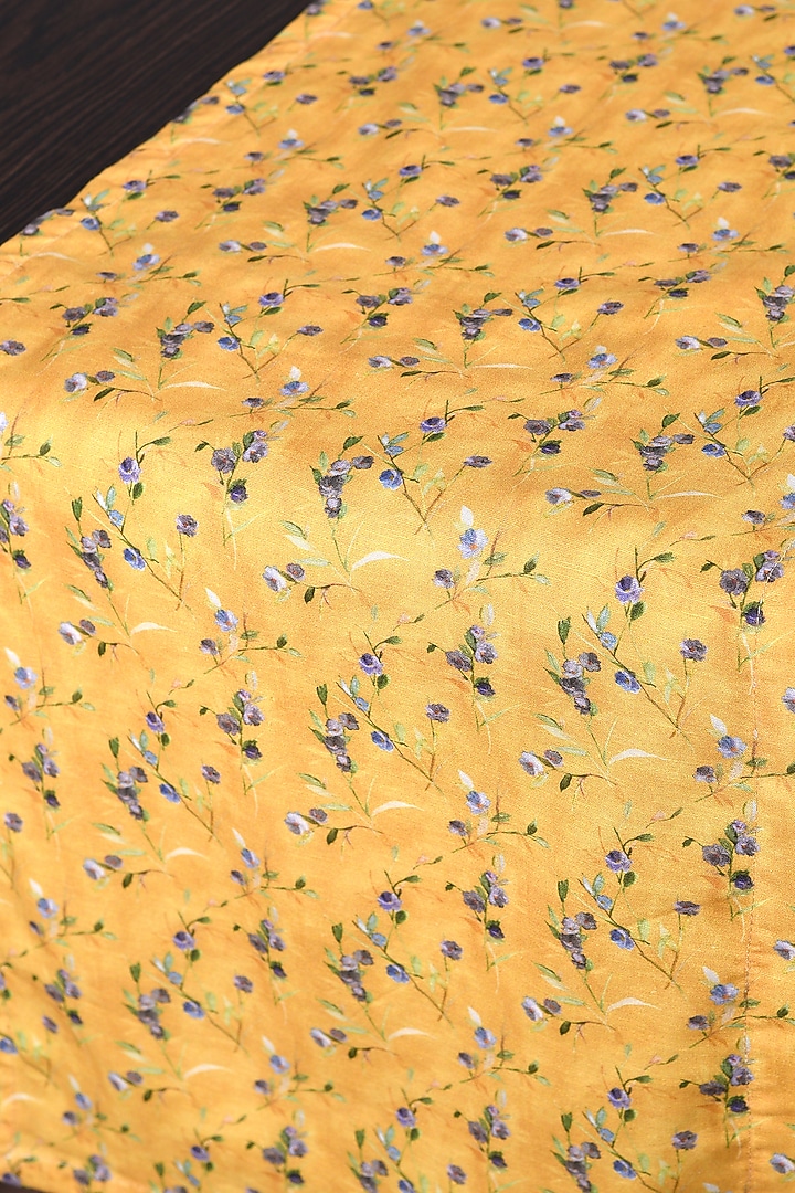 Yellow Cotton Floral Table Runner & Placemats (Set of 7) by Solasta at Pernia's Pop Up Shop