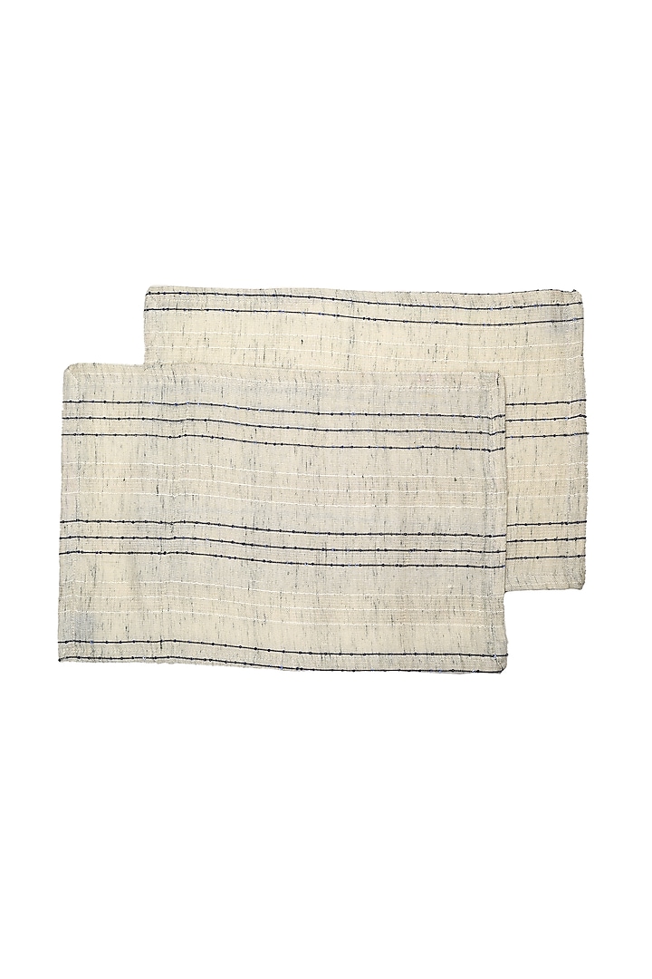 Grey Cotton Striped Printed Placemats (Set of 6) by Solasta at Pernia's Pop Up Shop