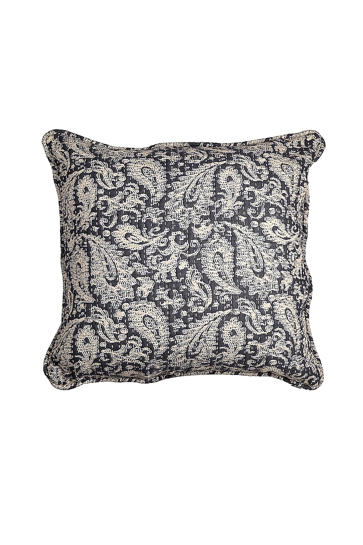 Stone Blue Handloom Paisley Cushion Cover by Solasta at Pernia's Pop Up Shop