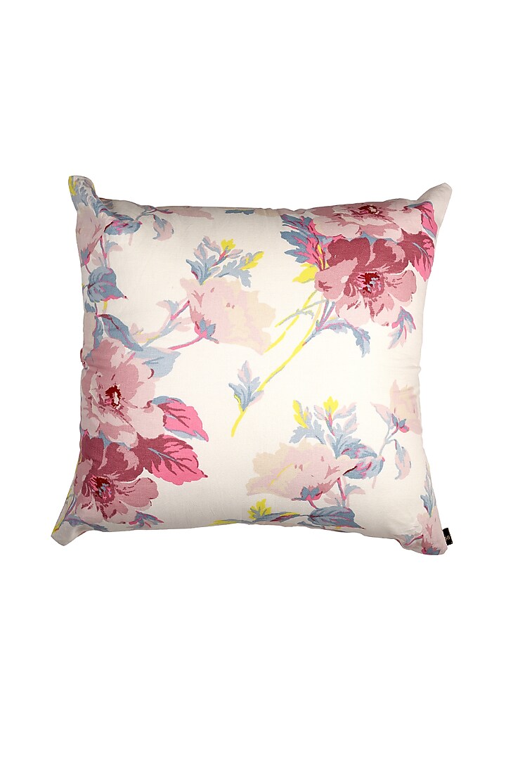 Pink Cotton Floral Printed Cushion Cover by Solasta at Pernia's Pop Up Shop