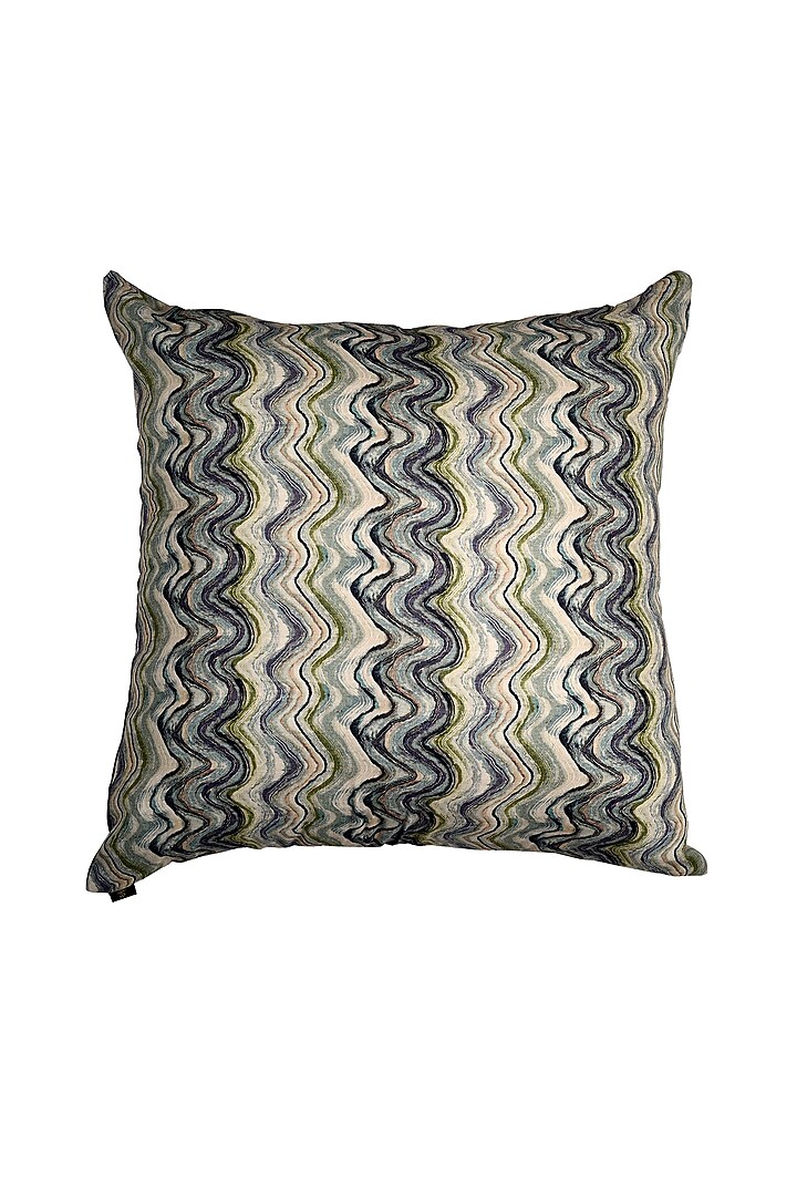 Blue Cotton Seigaiha Wave Printed Cushion Cover by Solasta at Pernia's Pop Up Shop