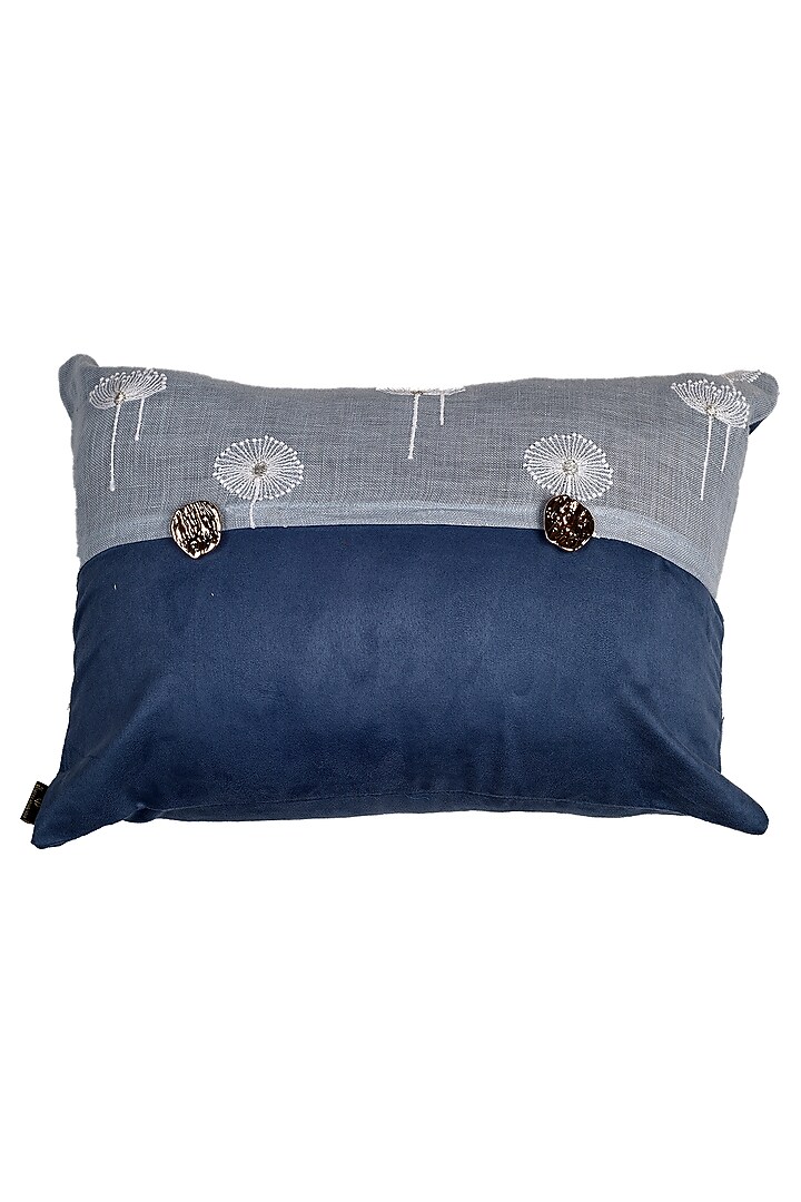 Sky Blue Linen Patchwork Cushion Cover by Solasta at Pernia's Pop Up Shop