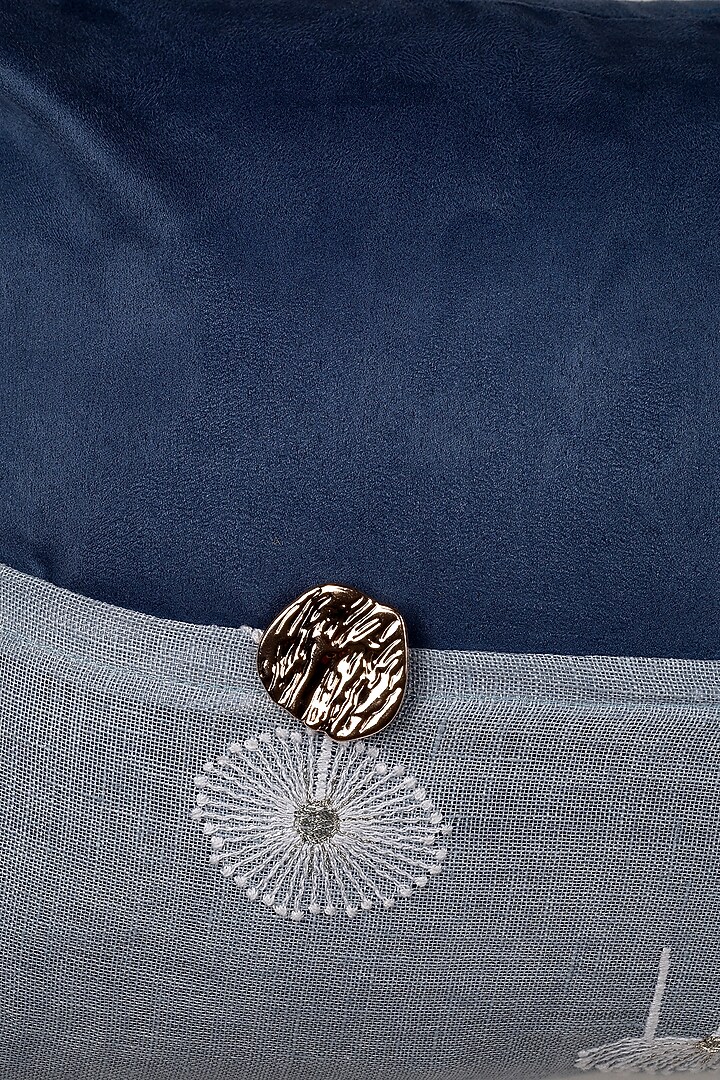 Sky Blue Linen Patchwork Cushion Cover by Solasta at Pernia's Pop Up Shop