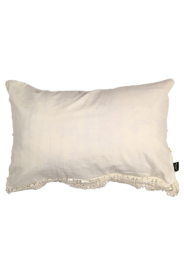 Pearl White Cotton Floral Cushion Cover by Solasta at Pernia's Pop Up Shop