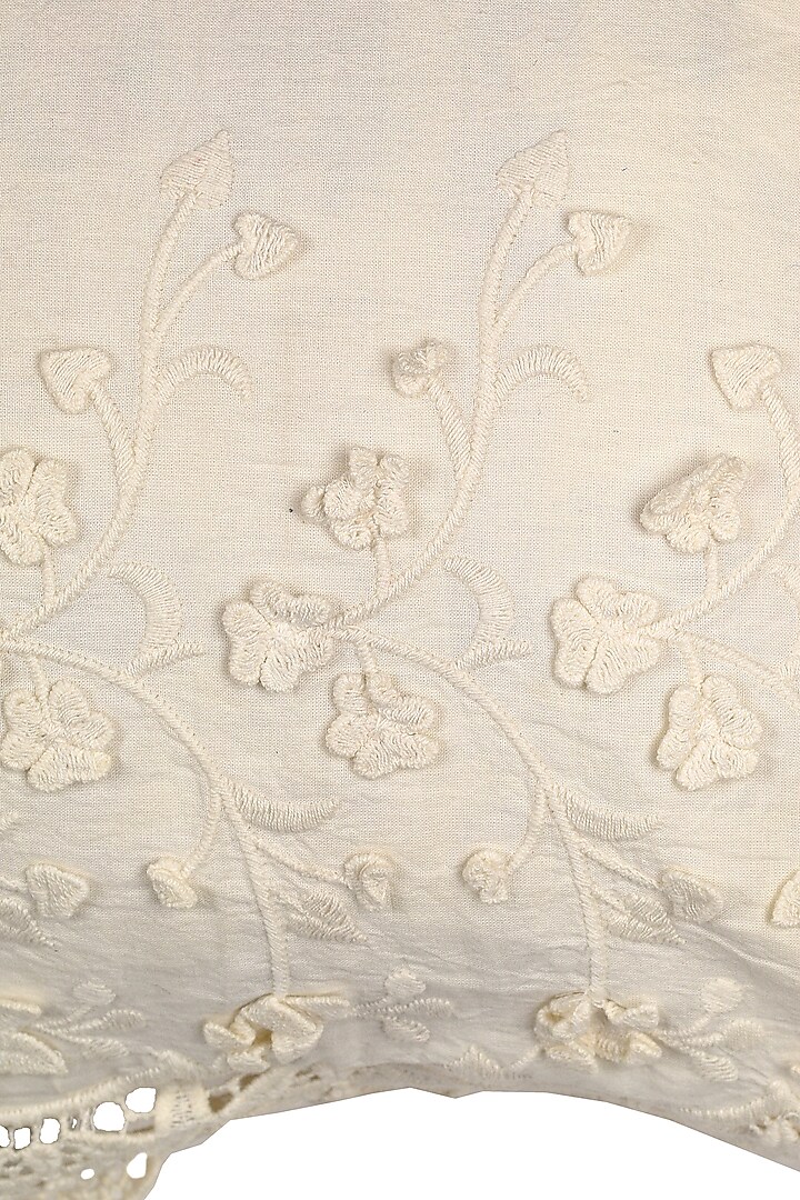 Pearl White Cotton Floral Cushion Cover by Solasta at Pernia's Pop Up Shop