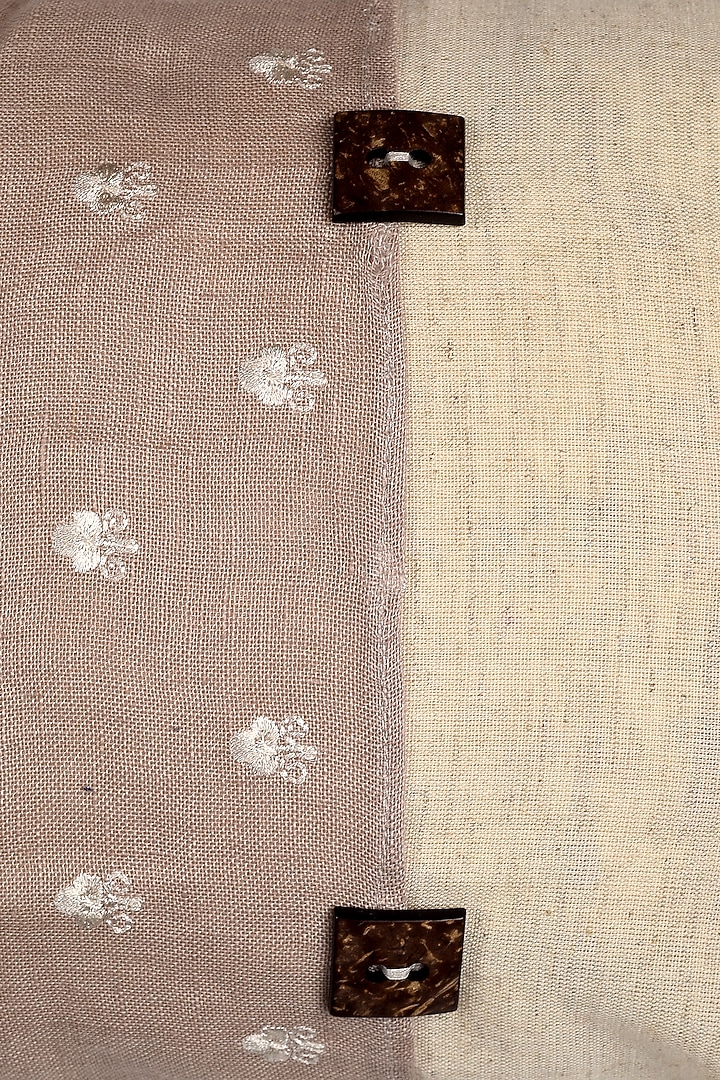 Beige Linen Patchwork Cushion Cover by Solasta at Pernia's Pop Up Shop