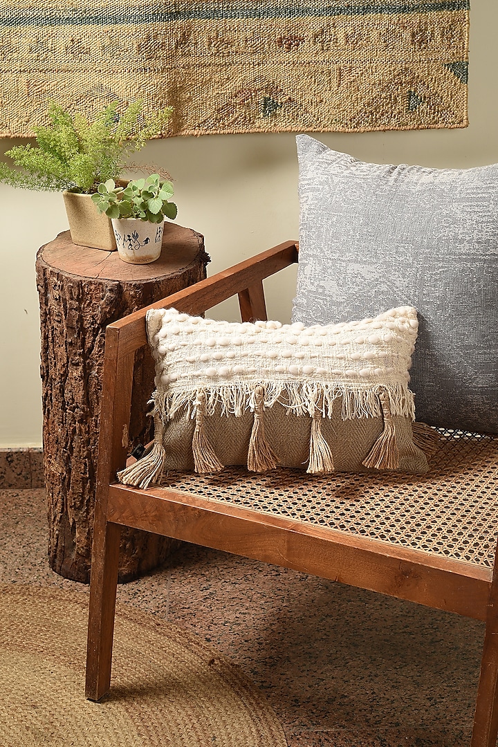 Beige Cotton Cushion Cover by Solasta