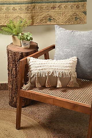 Beige Cotton Cushion Cover by Solasta