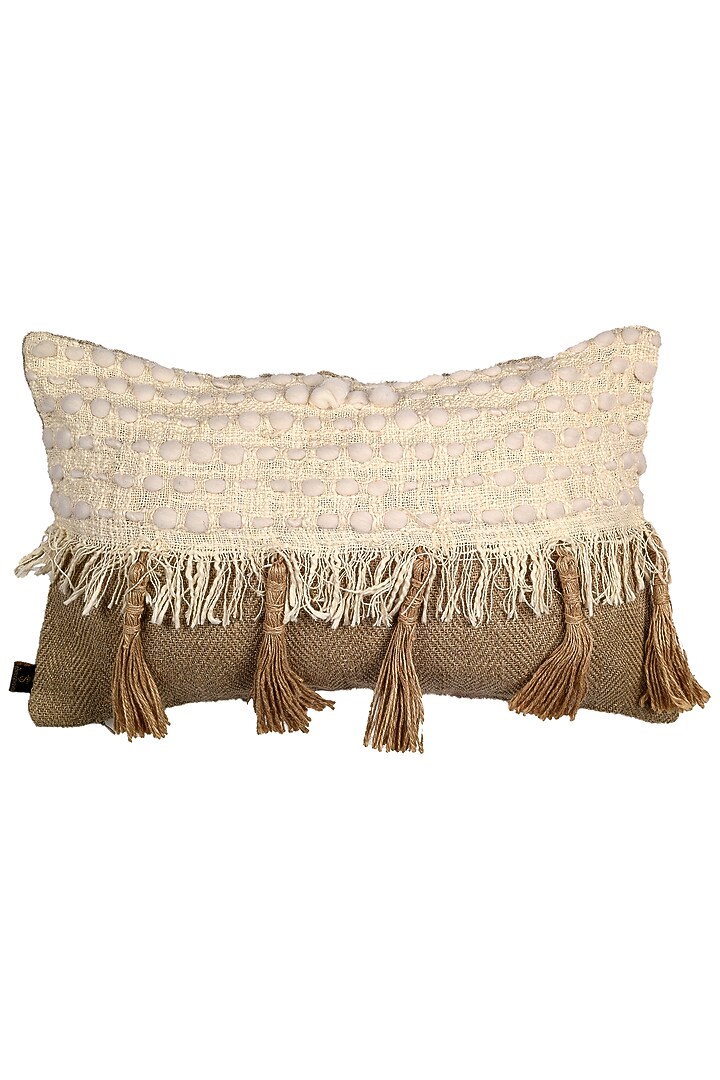 Beige Cotton Cushion Cover by Solasta at Pernia's Pop Up Shop