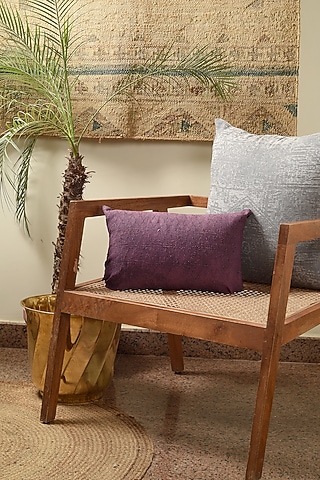 Purple Cotton Textured Cushion Cover by Solasta