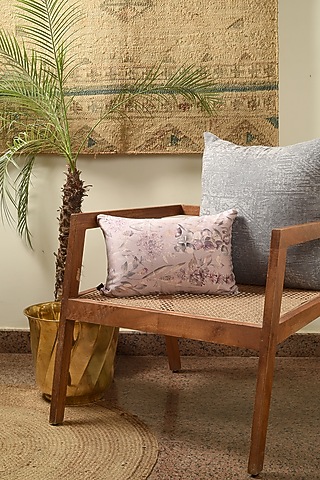 Lavender Cotton Floral Cushion Cover by Solasta