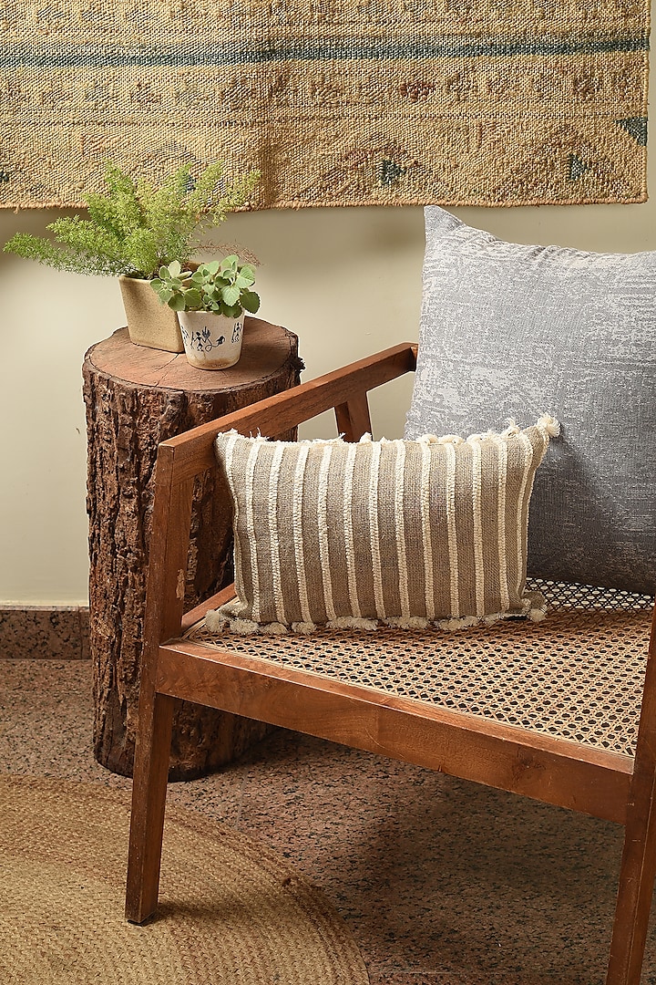 Brown Linen Textured Cushion Cover by Solasta