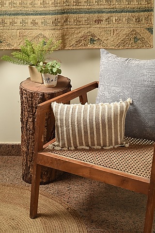 Brown Linen Textured Cushion Cover by Solasta