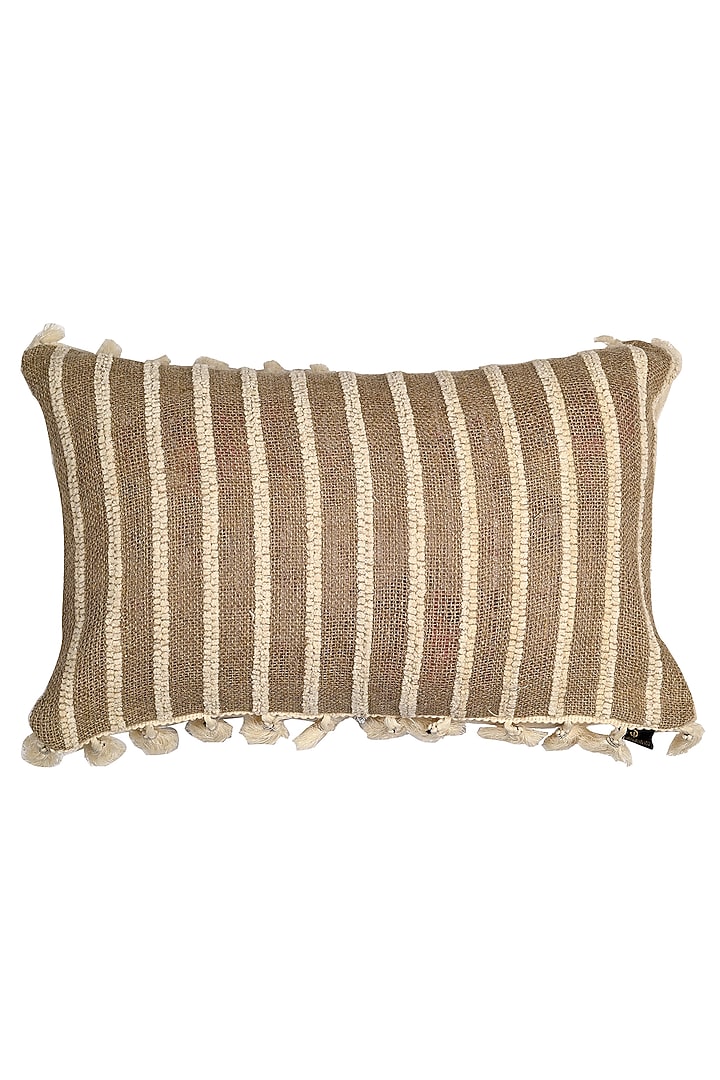 Brown Linen Textured Cushion Cover by Solasta at Pernia's Pop Up Shop