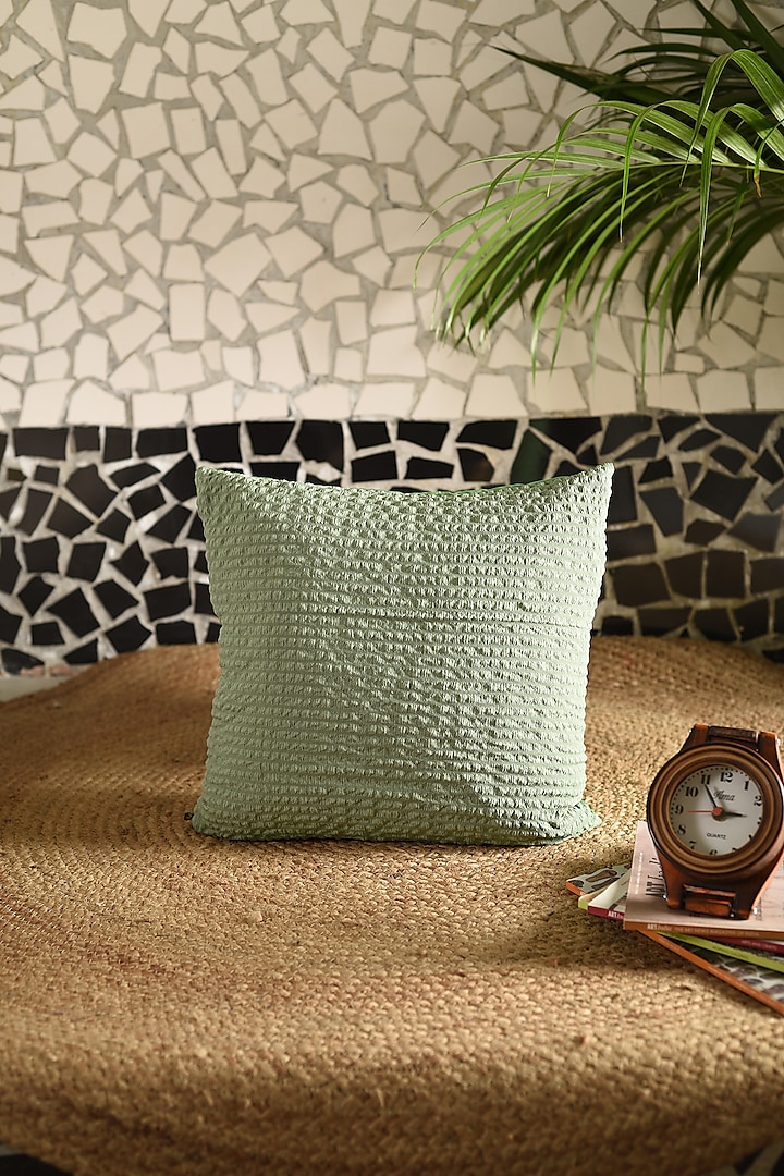 Sage Green Cotton Stretch Cushion Cover by Solasta at Pernia's Pop Up Shop