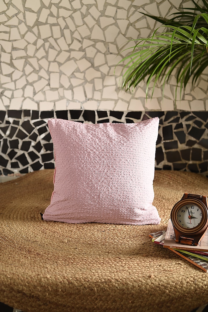 Blush Pink Cotton Stretch Cushion Cover by Solasta