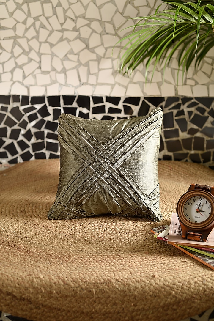 Green Silk Cushion Cover by Solasta at Pernia's Pop Up Shop