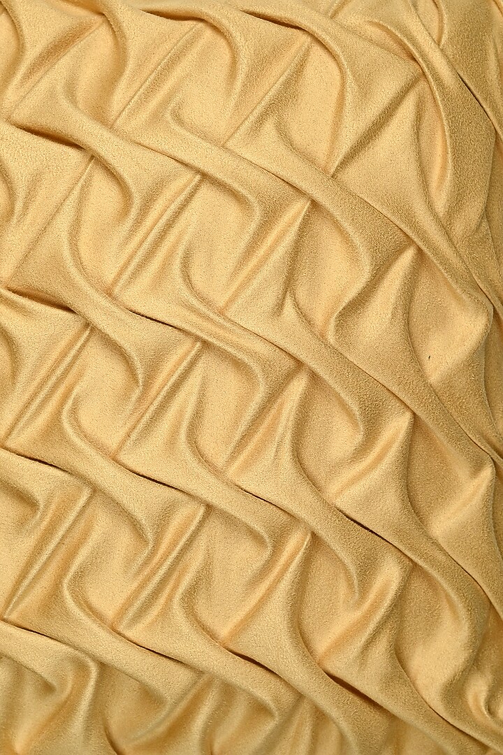 Golden Yellow Polyester Blend Smocked Cushion Cover by Solasta at Pernia's Pop Up Shop