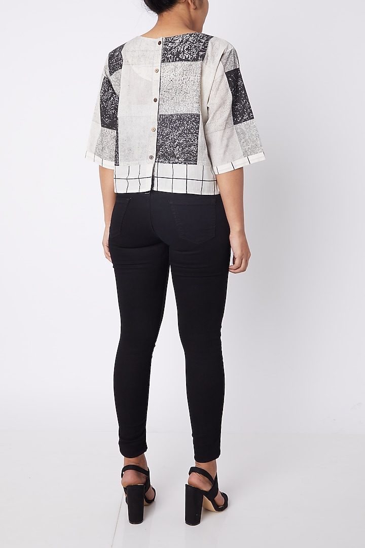 White Printed Crop Top by Silk Waves at Pernia's Pop Up Shop