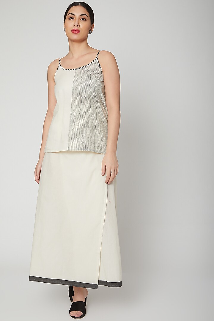 White Cotton Wrap Skirt Set by BANANA Labs at Pernia's Pop Up Shop