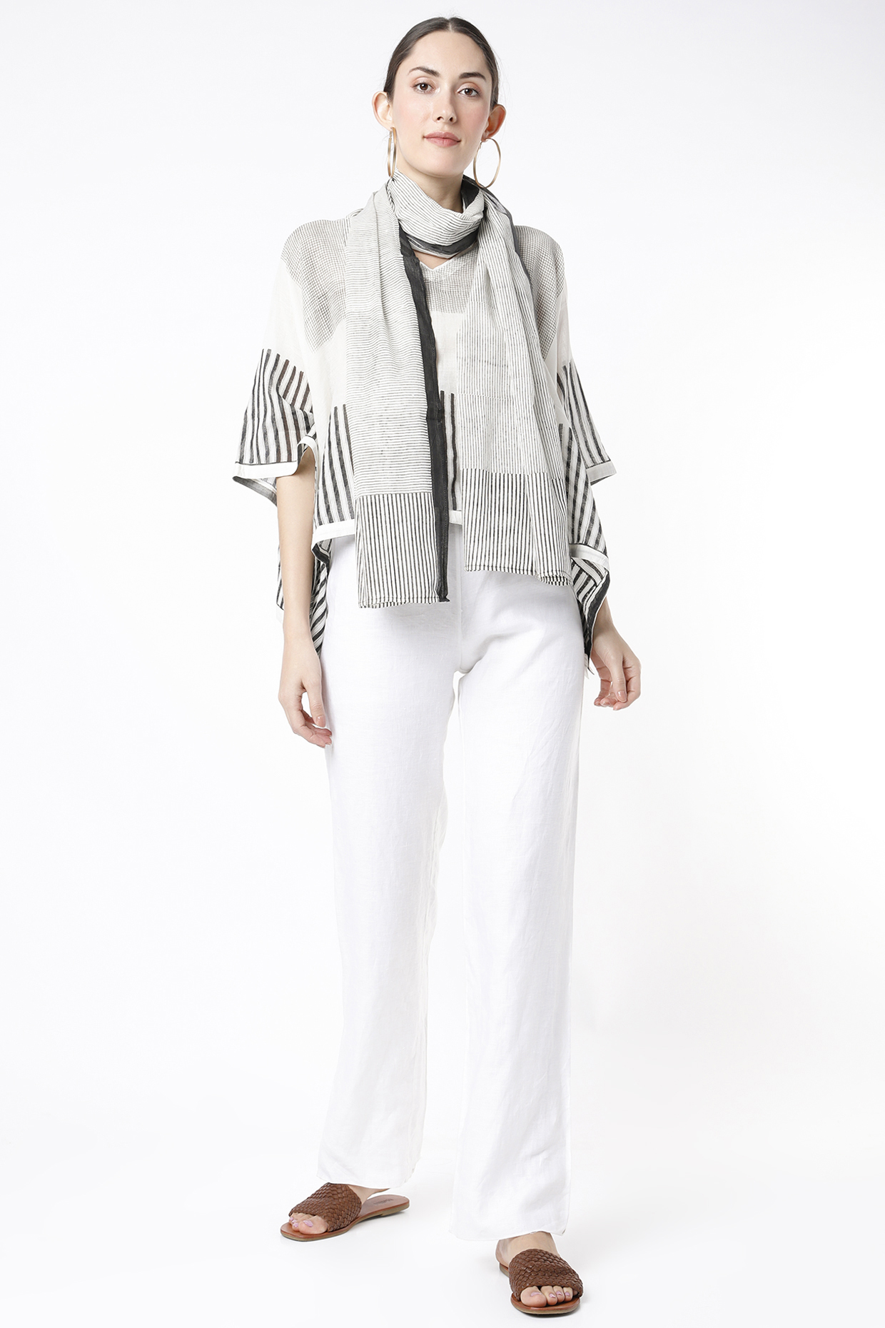 White Cotton Hand Block Printed Kaftan by BANANA Labs at Pernia's Pop Up Shop