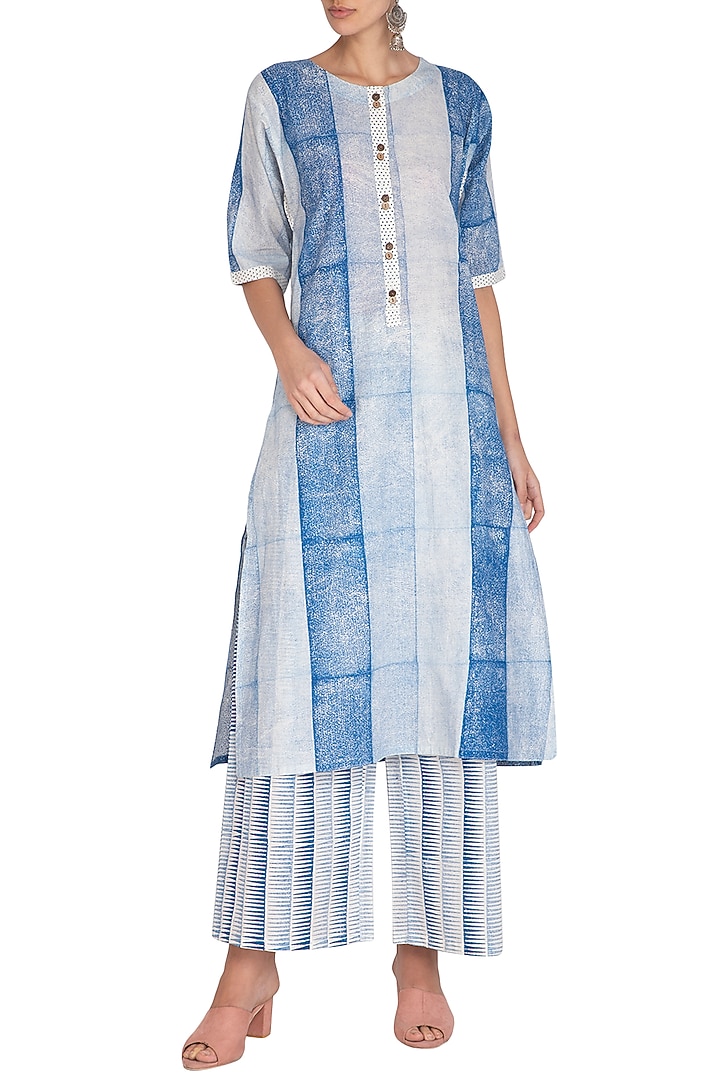 Indigo Hand Printed Organic Cotton Straight Kurta