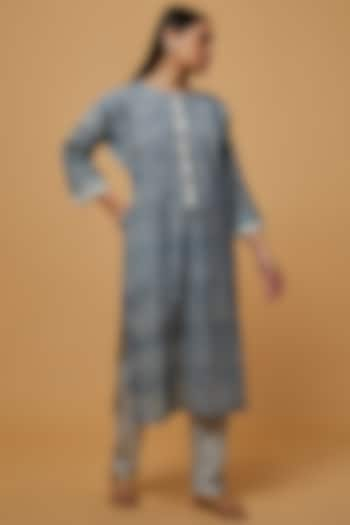 Blue Cotton Hand Block Printed Kurta Set by BANANA Labs