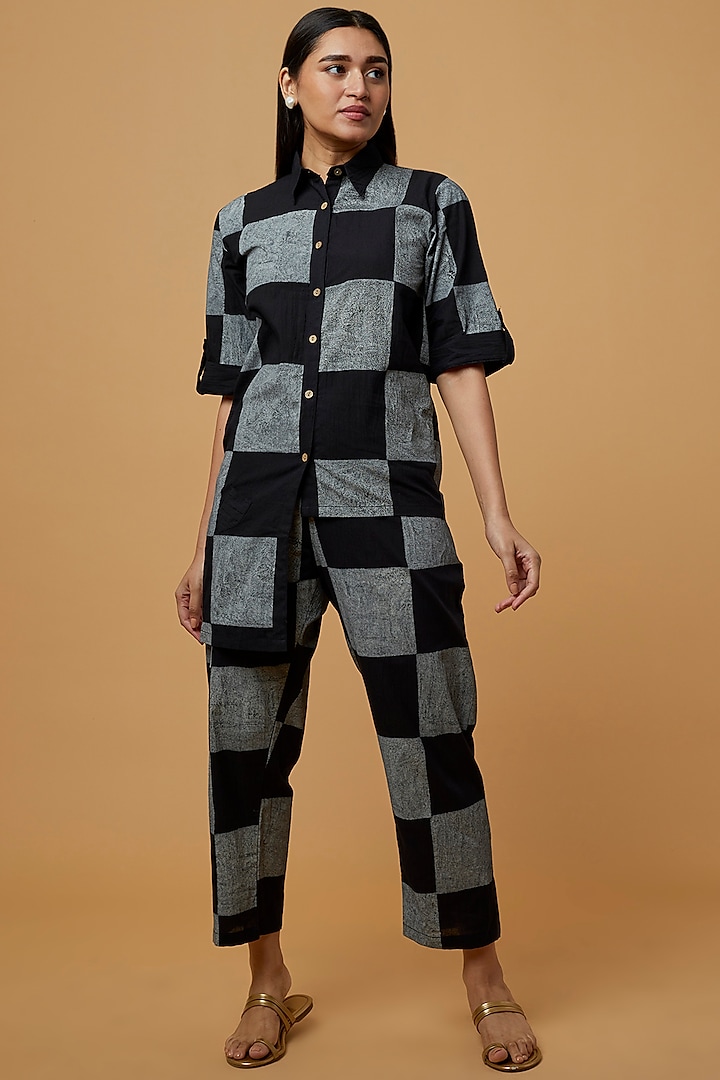 Black & White Cotton Hand Block Printed Co-Ord Set by BANANA Labs at Pernia's Pop Up Shop