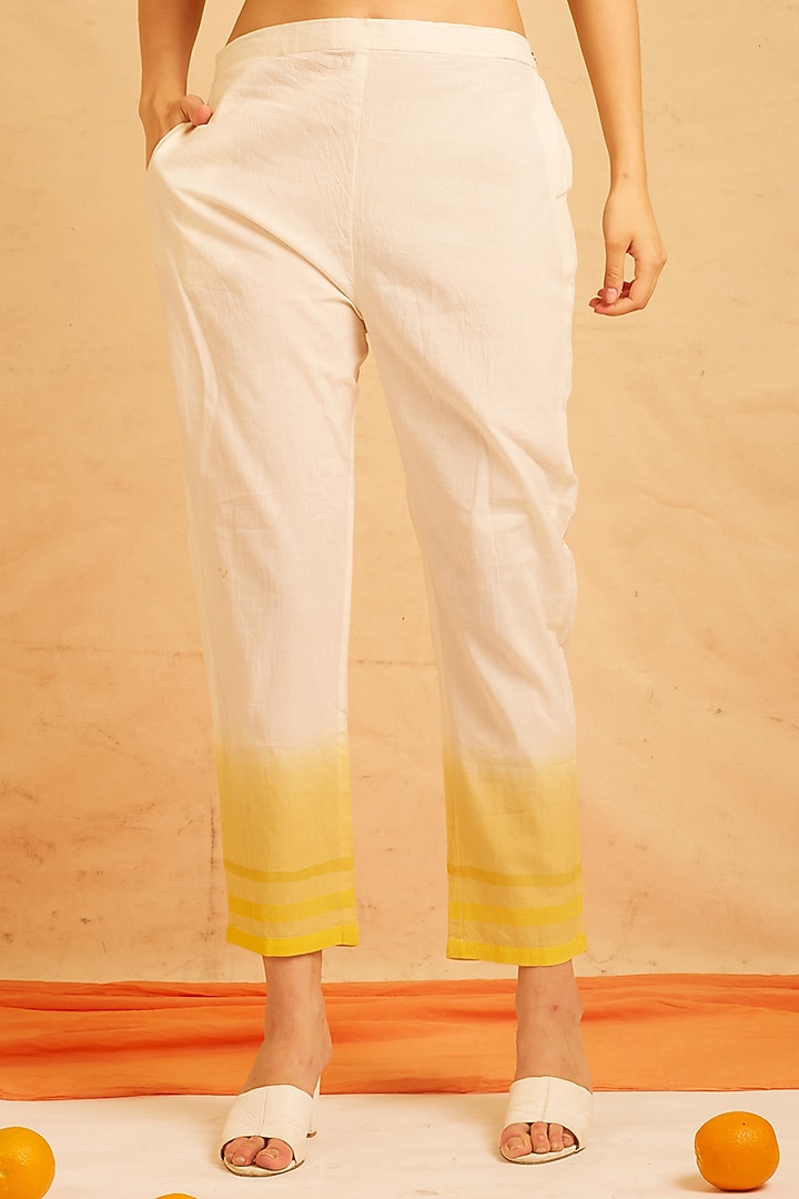White & Yellow Cotton Printed Kurta Set by BANANA Labs at Pernia's Pop Up Shop