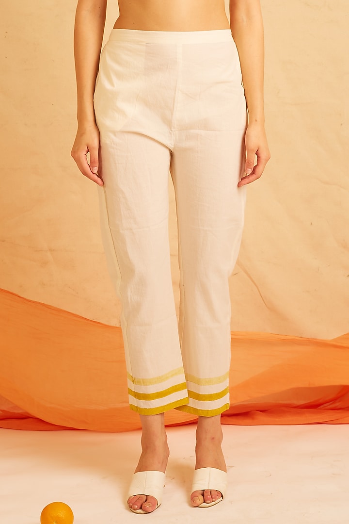 White & Yellow Cotton Printed Kurta Set by BANANA Labs at Pernia's Pop Up Shop