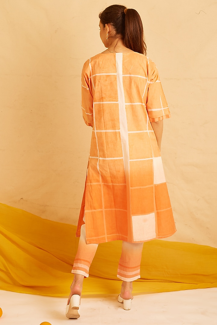 Orange & White Cotton Printed Kurta Set by BANANA Labs at Pernia's Pop Up Shop
