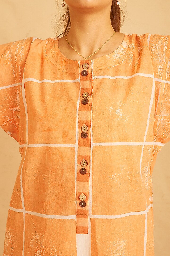 Orange & White Cotton Printed Kurta Set by BANANA Labs at Pernia's Pop Up Shop