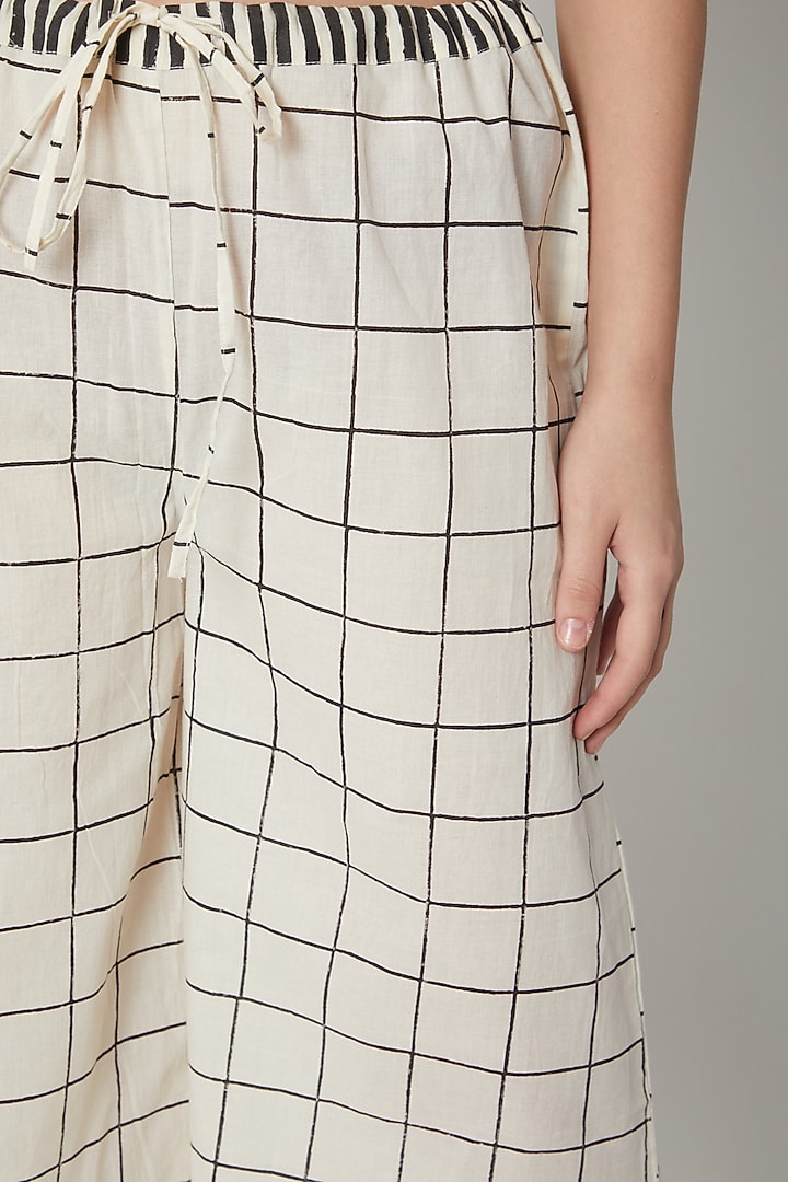 White & Black Block Printed Crop Top by BANANA Labs at Pernia's Pop Up Shop