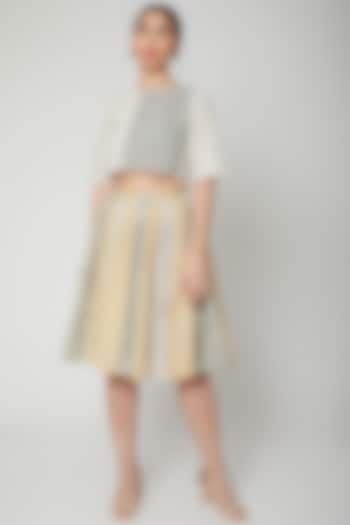 White & Black Block Printed Crop Top by BANANA Labs at Pernia's Pop Up Shop