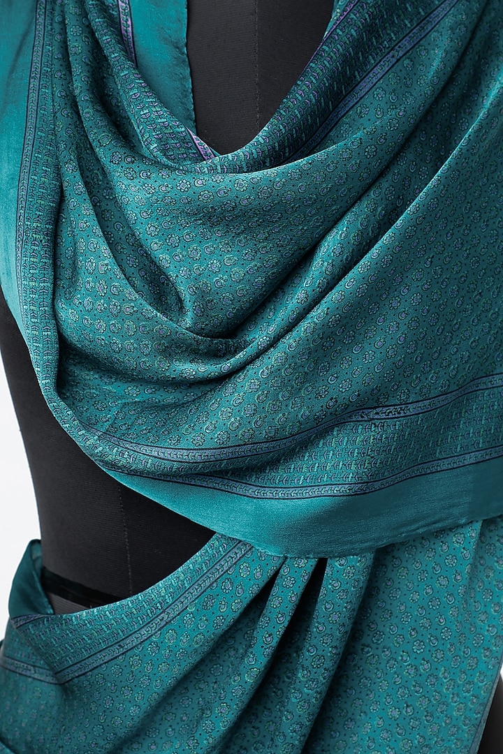 Blue Hand Block Printed Scarf by BANANA Labs at Pernia's Pop Up Shop