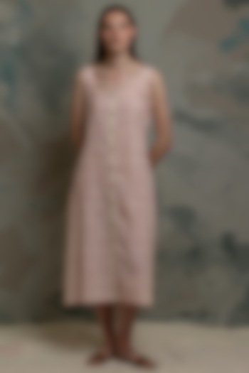 White & Pink Cotton Printed Summer Dress by BANANA Labs at Pernia's Pop Up Shop